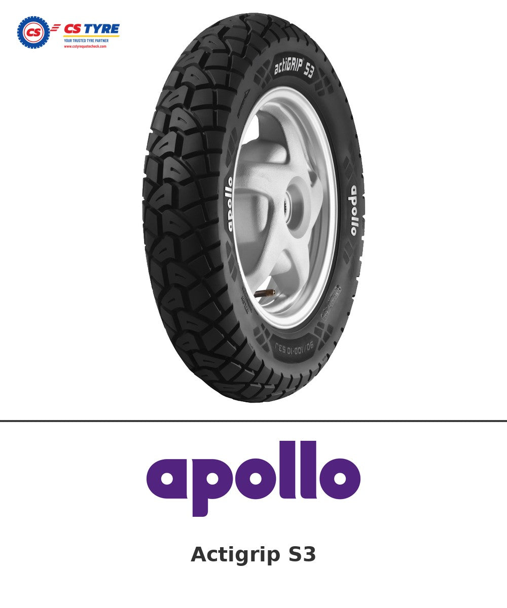 Apollo Actigrip S3 90/100-10 bike tyre with brand logo