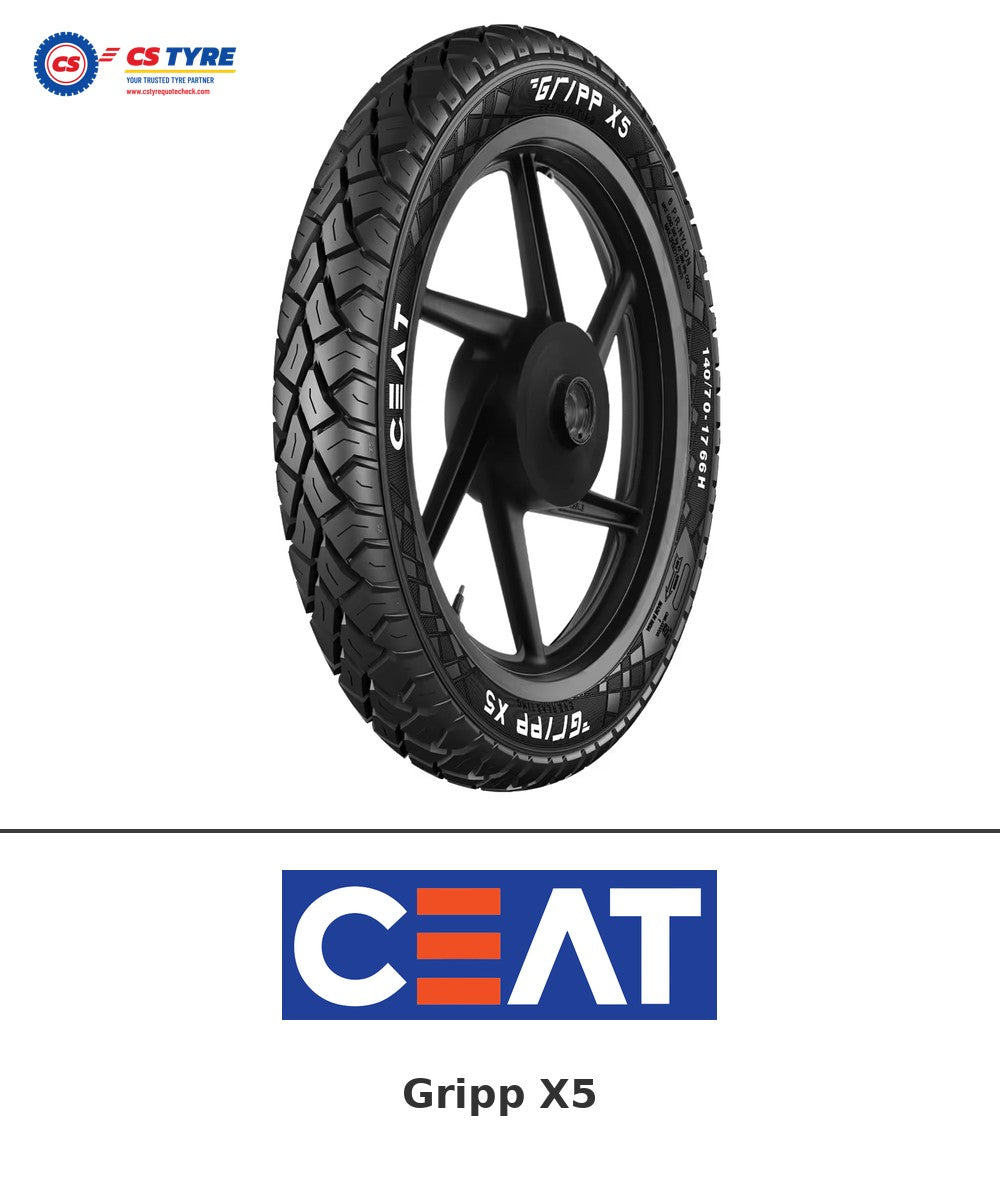 CEAT Gripp X5 3.00-17 bike tyre with brand logo