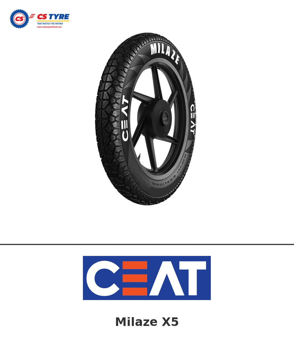 CEAT Milaze X5 3.00-18 bike tyre with brand logo