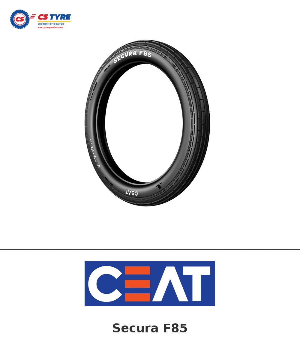 CEAT Secura F85 2.75-18 bike tyre with brand logo