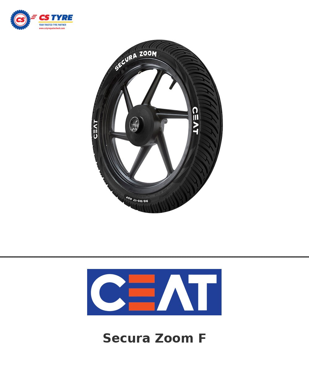 CEAT Secura Zoom F 80/100-18 bike tyre with brand logo