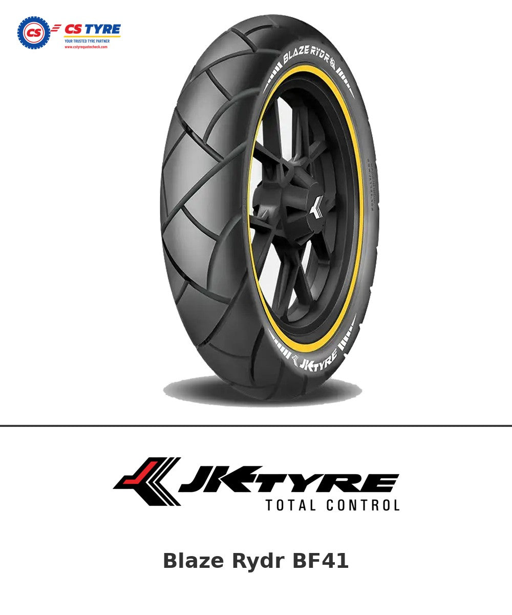 JK Blaze Rydr BF41 90/90-18 bike tyre with brand logo