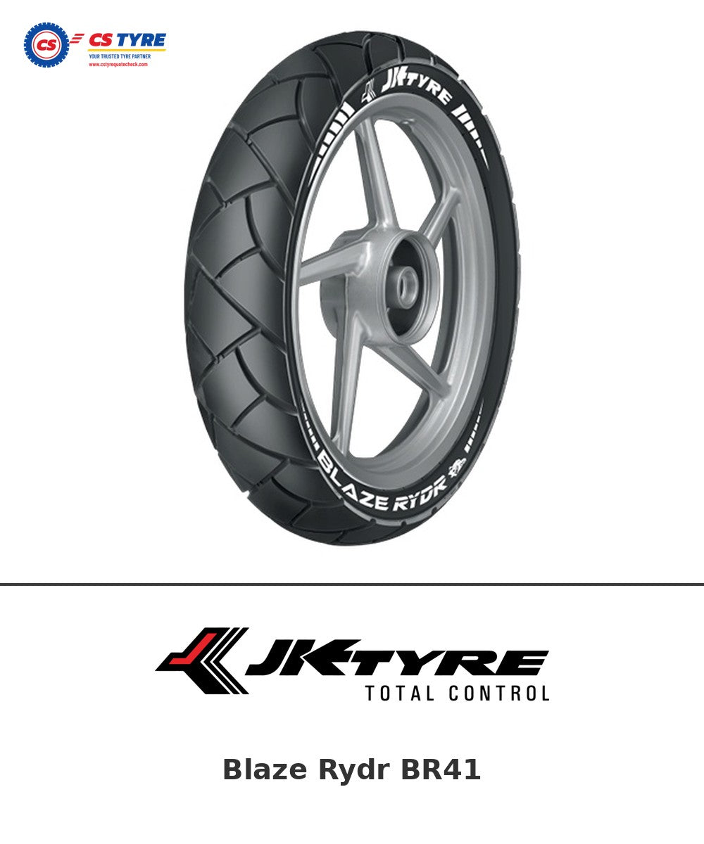 JK Blaze Rydr BR41 120/80-18 bike tyre with brand logo