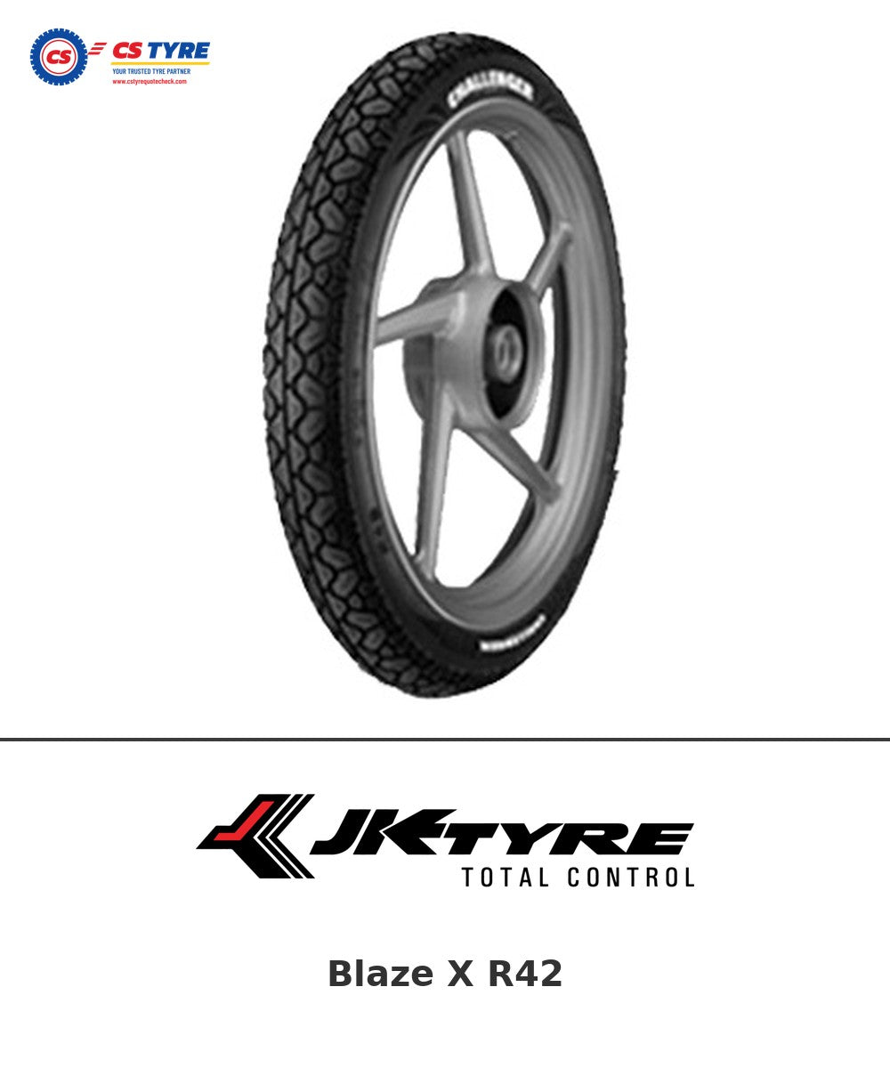 JK Blaze X R42 3.00-17 bike tyre with brand logo