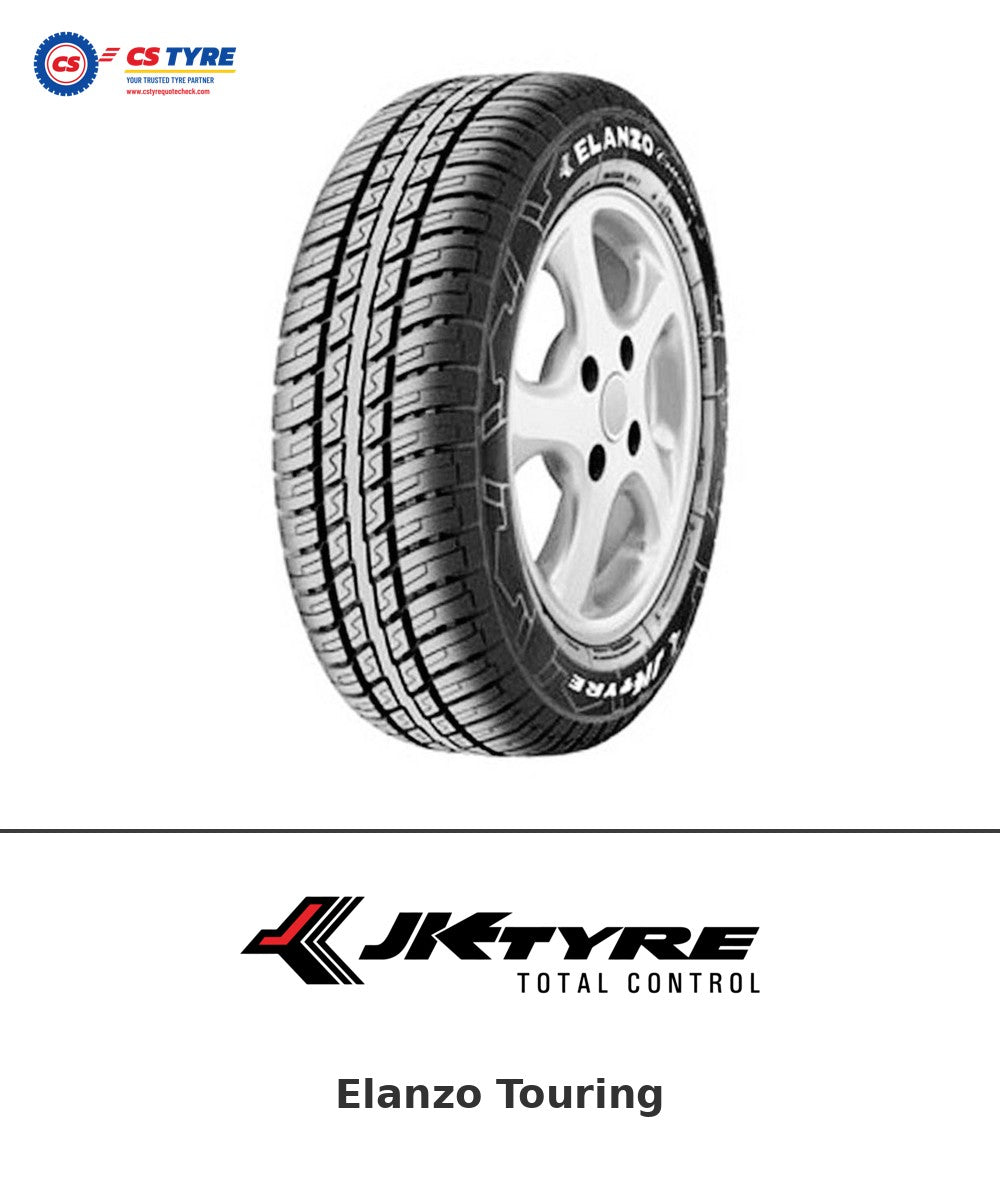 JK Elanzo Touring 175/65 R14 82T tyre with brand logo
