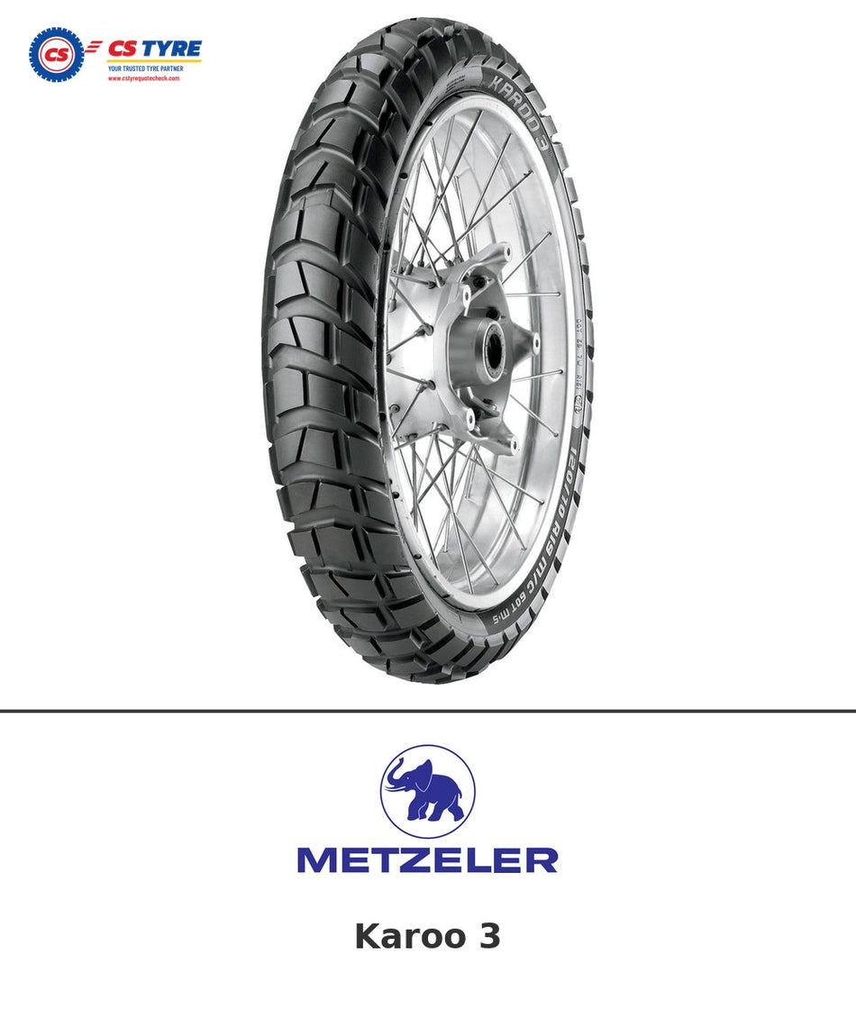 Metzeler Karoo 3 110/80-19 bike tyre with brand logo