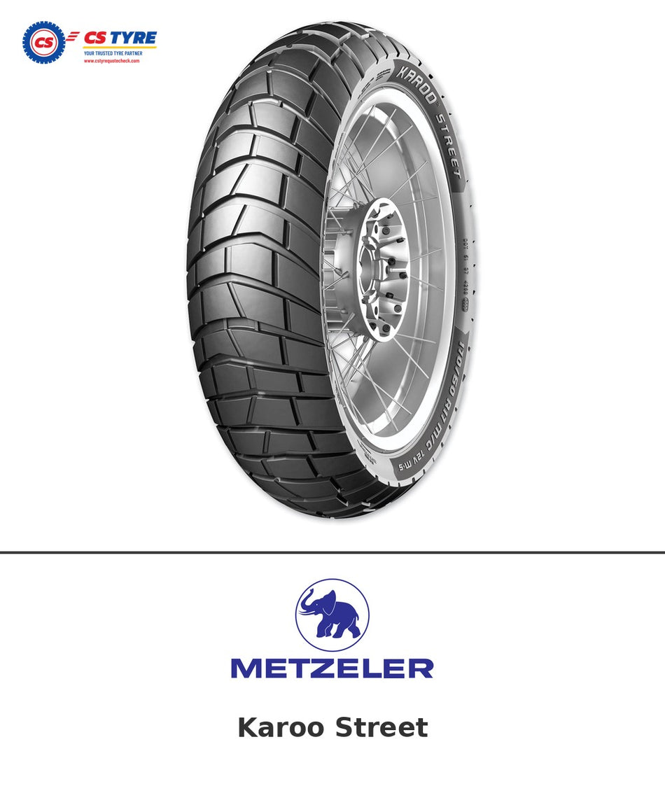 Metzeler Karoo Street 150/70-17 bike tyre with brand logo