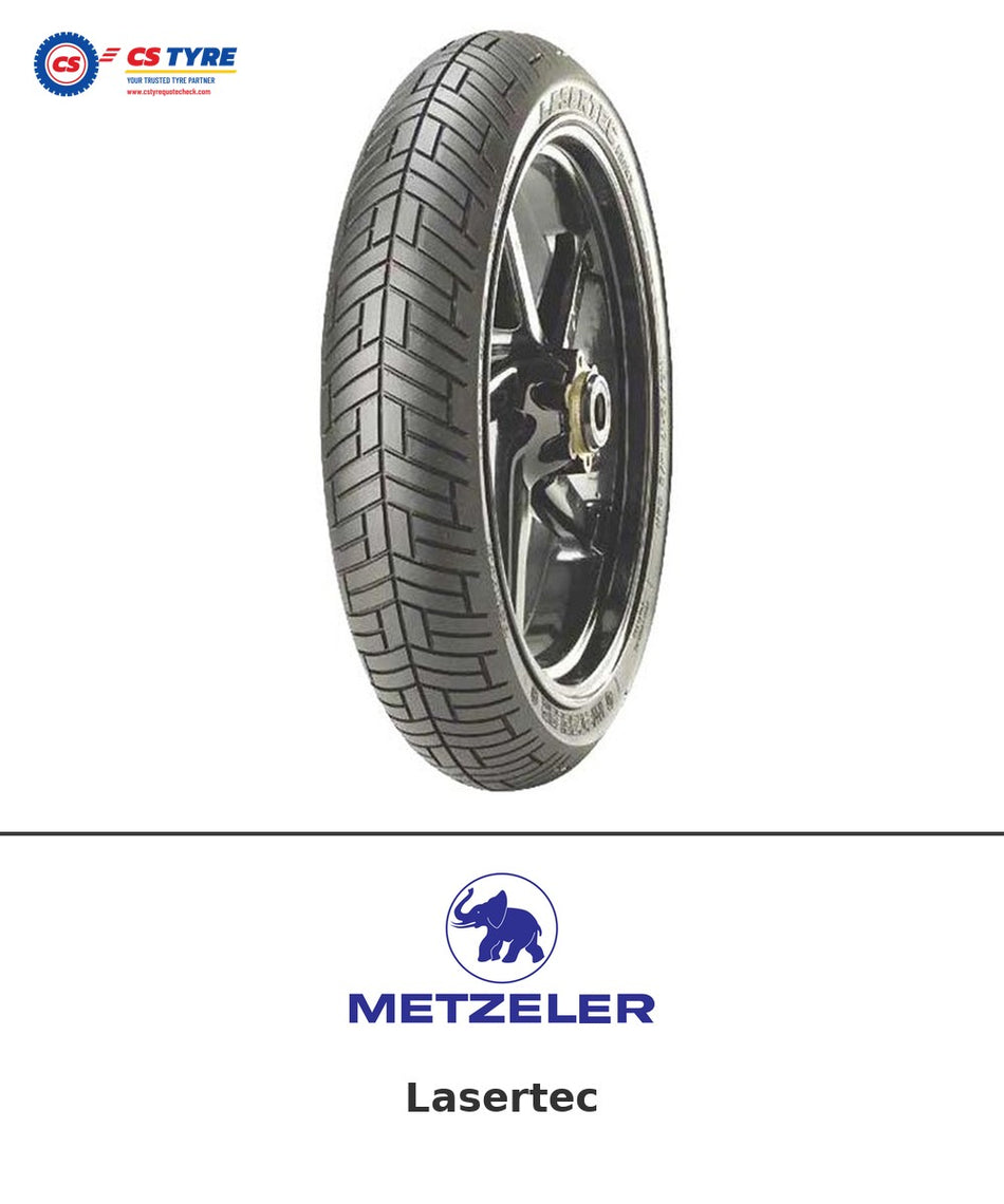 Metzeler Lasertec 100/90-19 bike tyre with brand logo