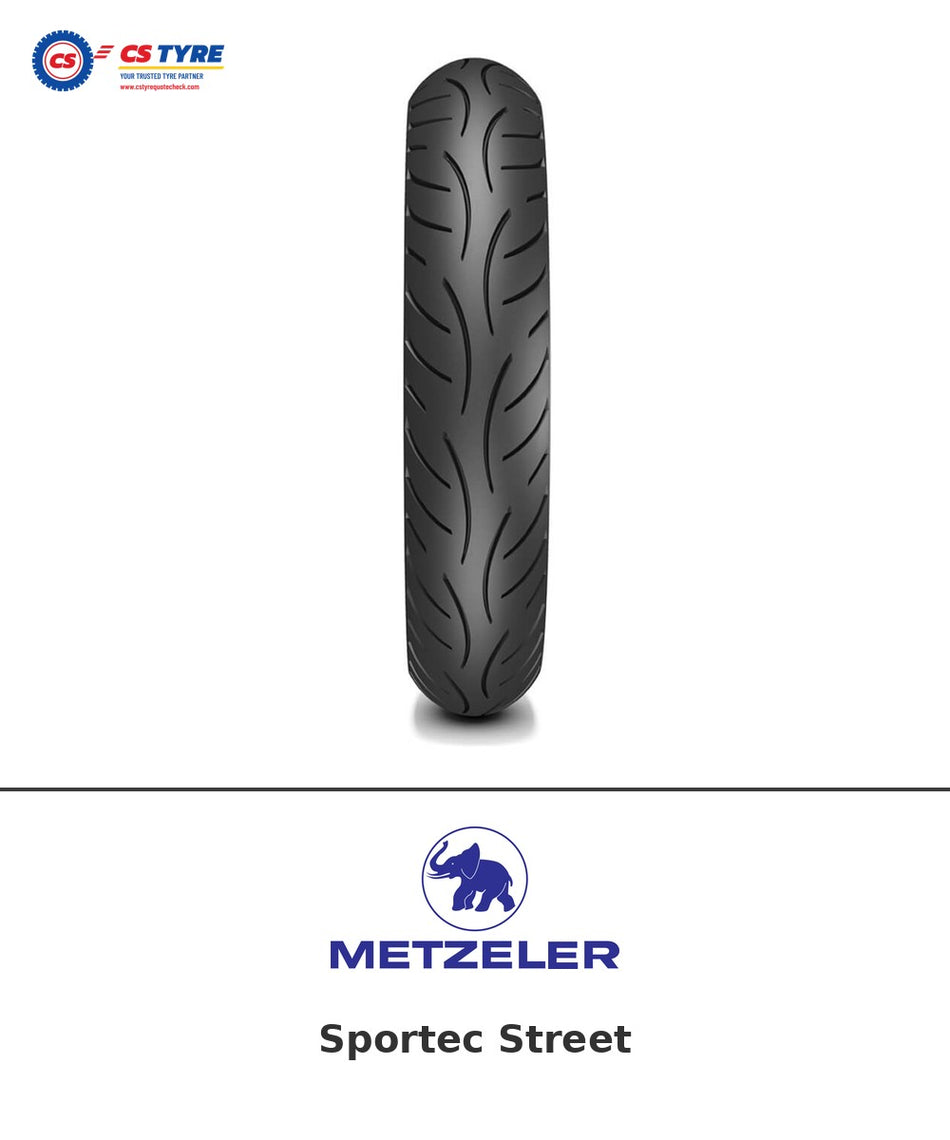 Metzeler Sportec Street 100/80-17 bike tyre with brand logo