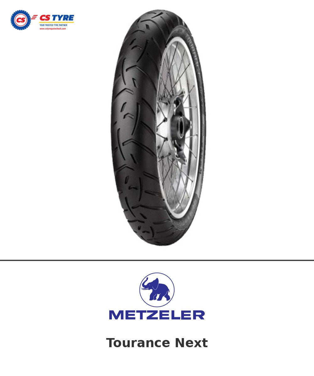 Metzeler Tourance Next 90/90-21 bike tyre with brand logo