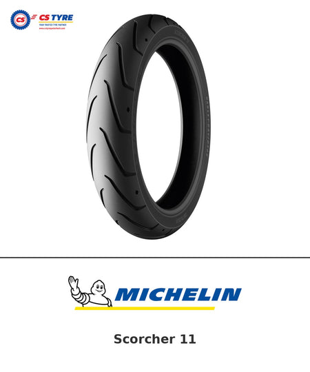 Michelin Scorcher 11 100/80-17 bike tyre with brand logo