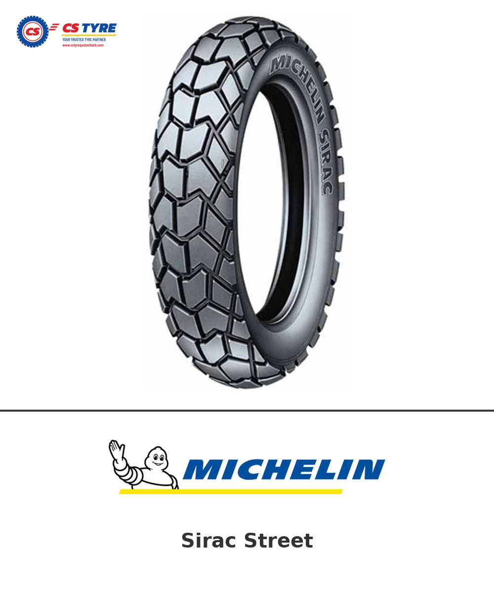 Michelin Sirac Street 2.75-18 bike tyre with brand logo