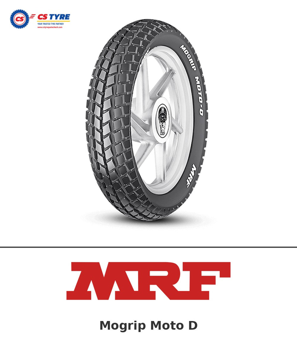 MRF Mogrip Moto D 3.00-18 bike tyre with brand logo