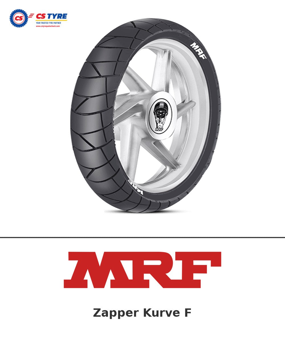 MRF Zapper Kurve F 100/90-19 bike tyre with brand logo