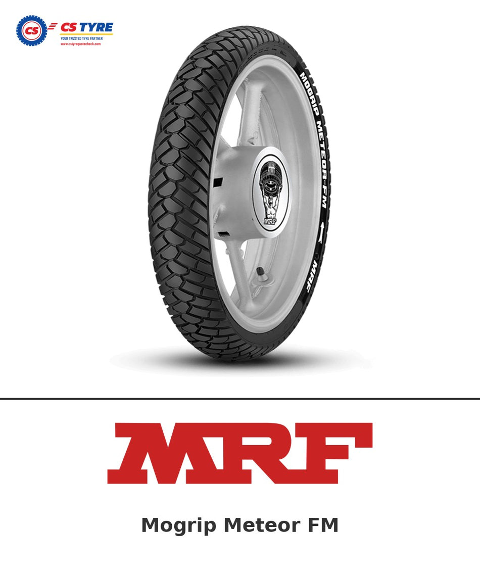 MRF Mogrip Meteor FM 90/90-21 bike tyre with brand logo