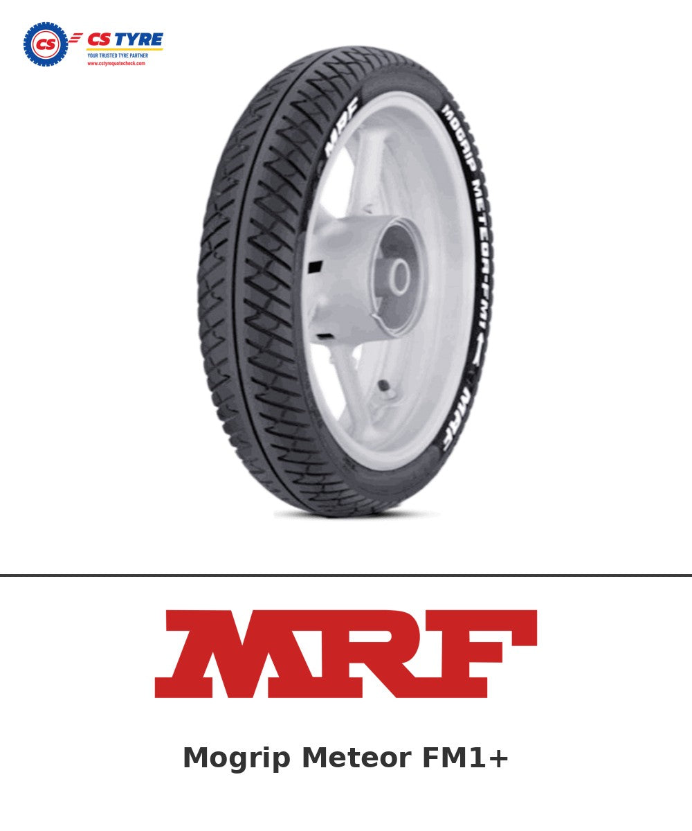 MRF Mogrip Meteor FM1+ 80/100-18 bike tyre with brand logo