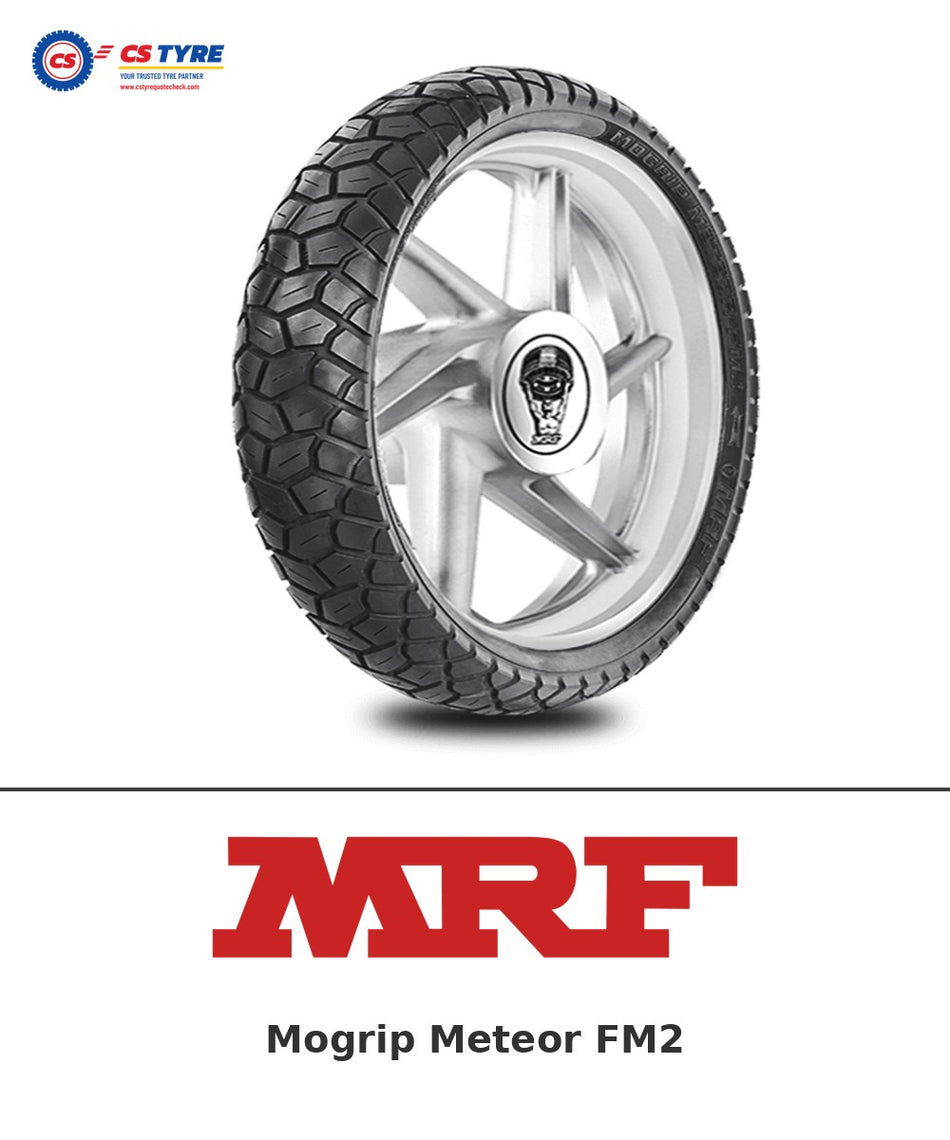 MRF Mogrip Meteor FM2 100/90-19 bike tyre with brand logo