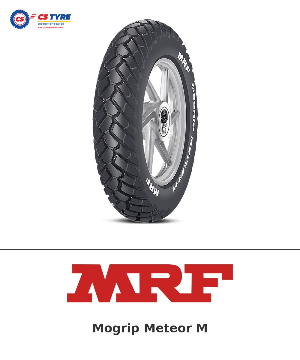 MRF Mogrip Meteor M 100/90-17 bike tyre with brand logo