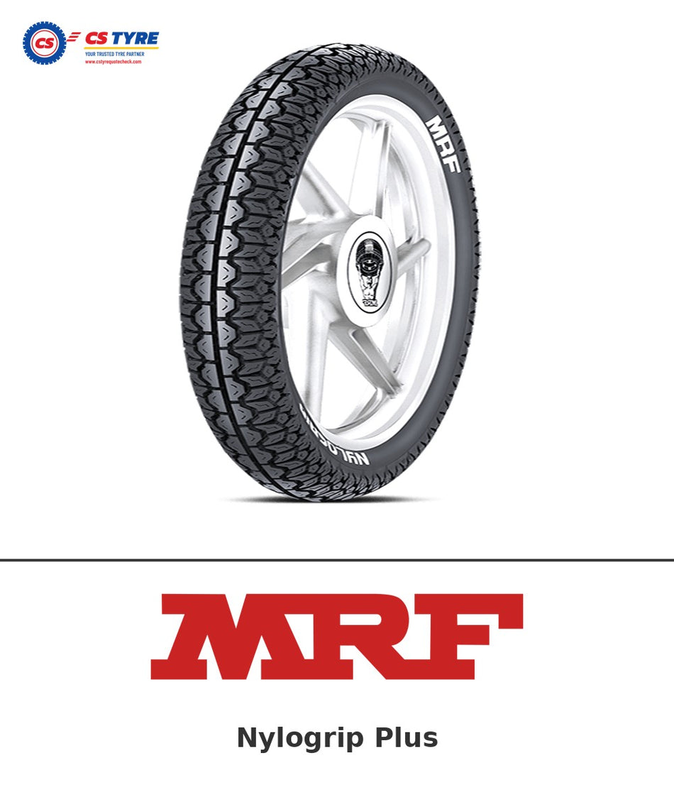 MRF Nylogrip Plus 90/90-12 bike tyre with brand logo