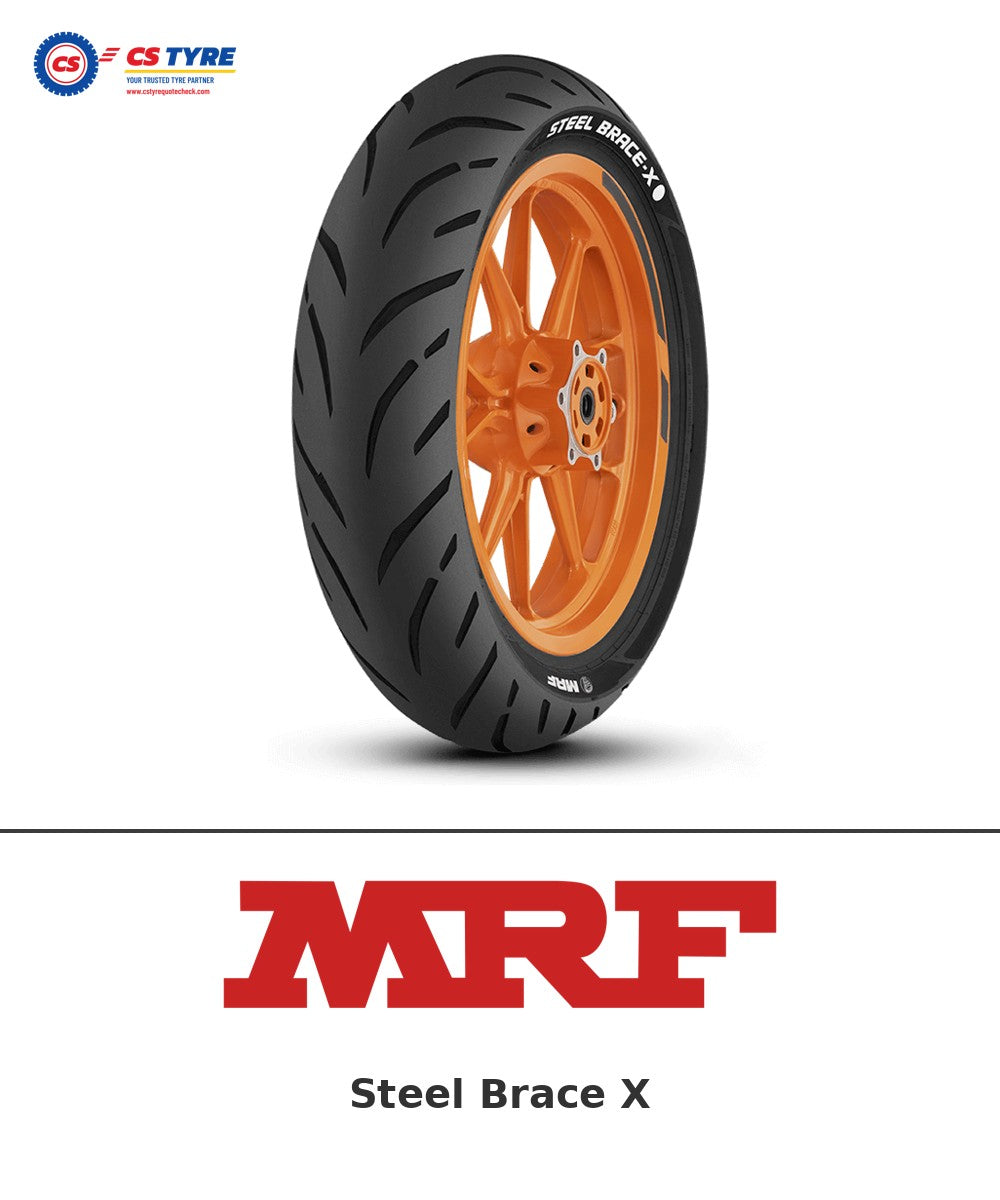 MRF Steel Brace X 150/60-17 bike tyre with brand logo