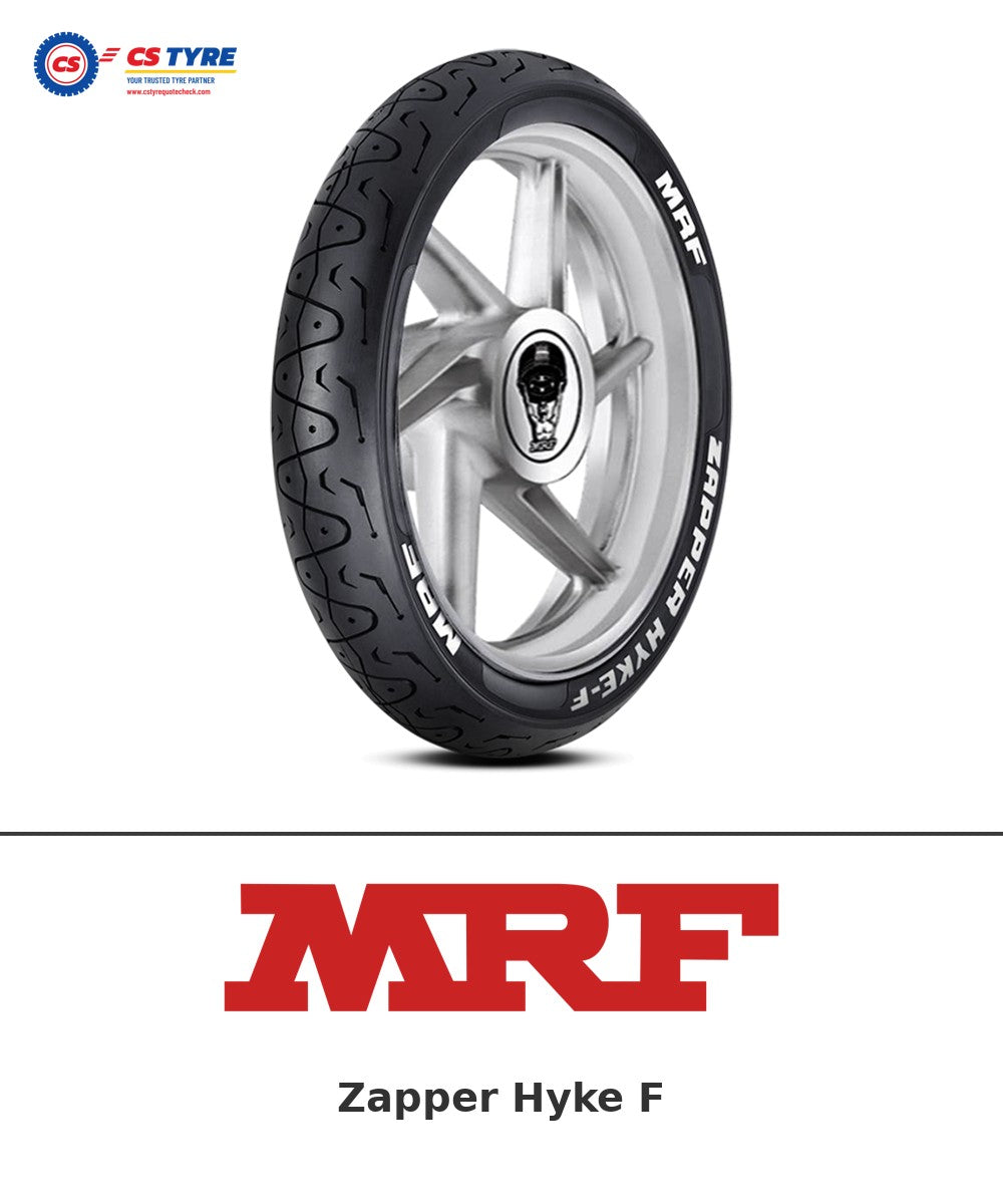 MRF Zapper Hyke F 100/90-18 bike tyre with brand logo