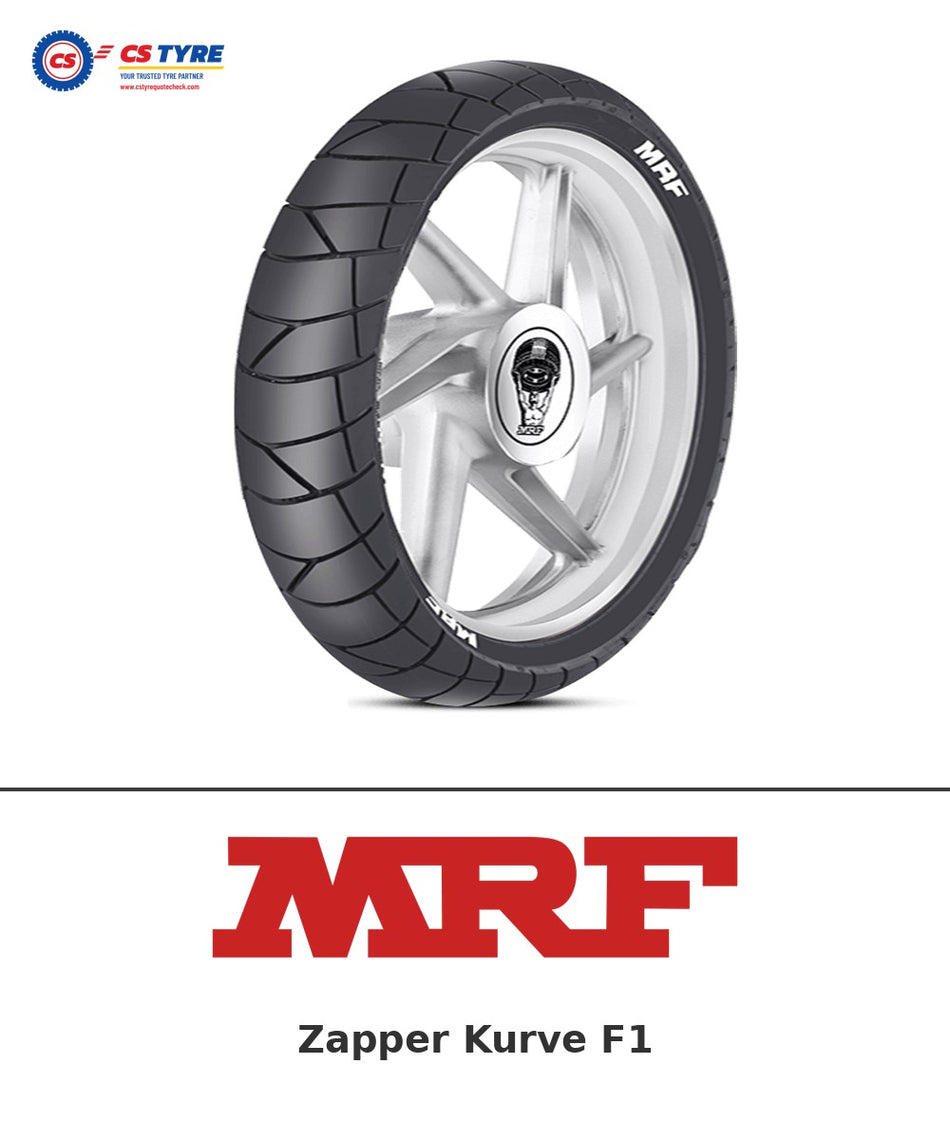 MRF Zapper Kurve F1 100/90-19 bike tyre with brand logo