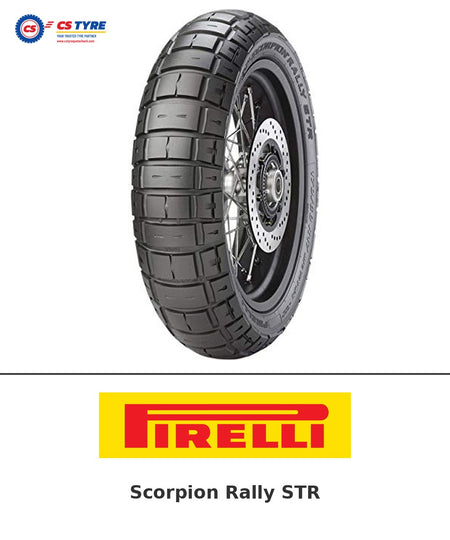 Pirelli Scorpion Rally STR 150/70-17 bike tyre with brand logo