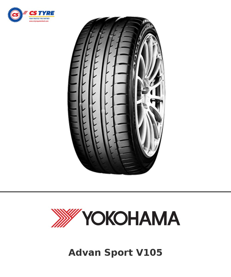 Yokohama Advan Sport V105 245/45 R18 100Y tyre with brand logo