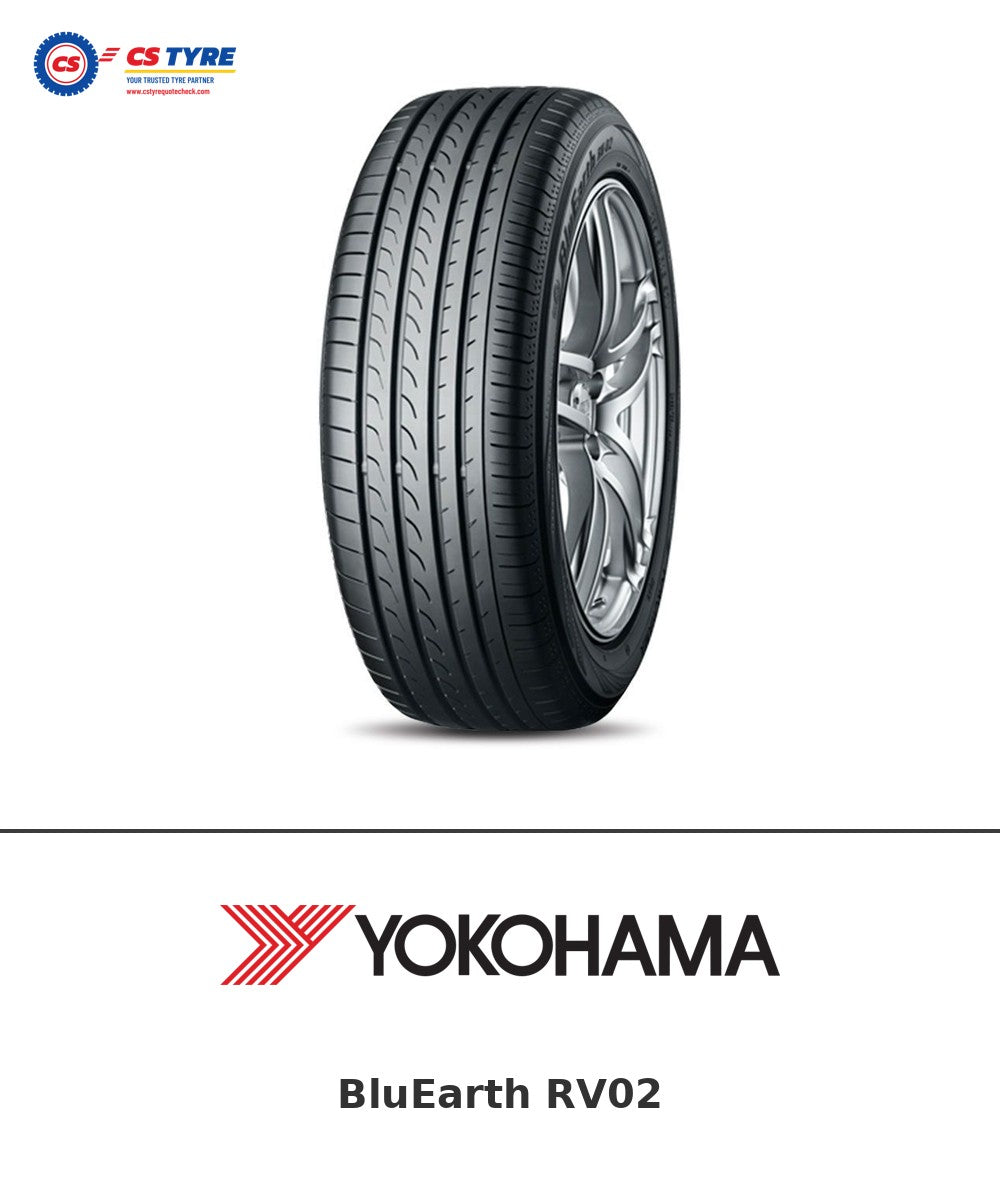 Yokohama BluEarth RV02 235/55 R18 104V tyre with brand logo